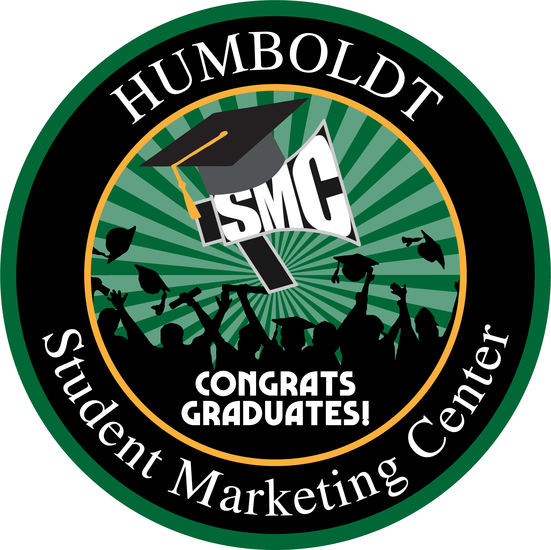 Commencement logo in green & black.